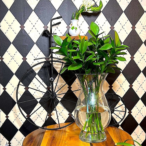 Vintage Black Metal Penny-Farthing Bicycle Decor with Wood Platform - Rustic - Picture 6 of 10